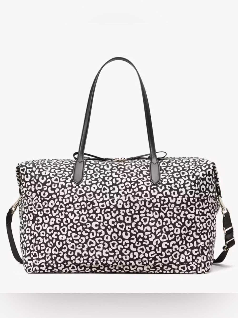 NWT Kate Spade Chelsea Leopard Heart Print Travel Weekender Bag - Black & White